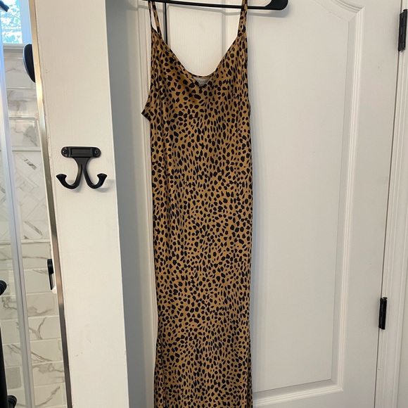 Satin Cheetah Print Maxi Dress - Picture 2 of 7